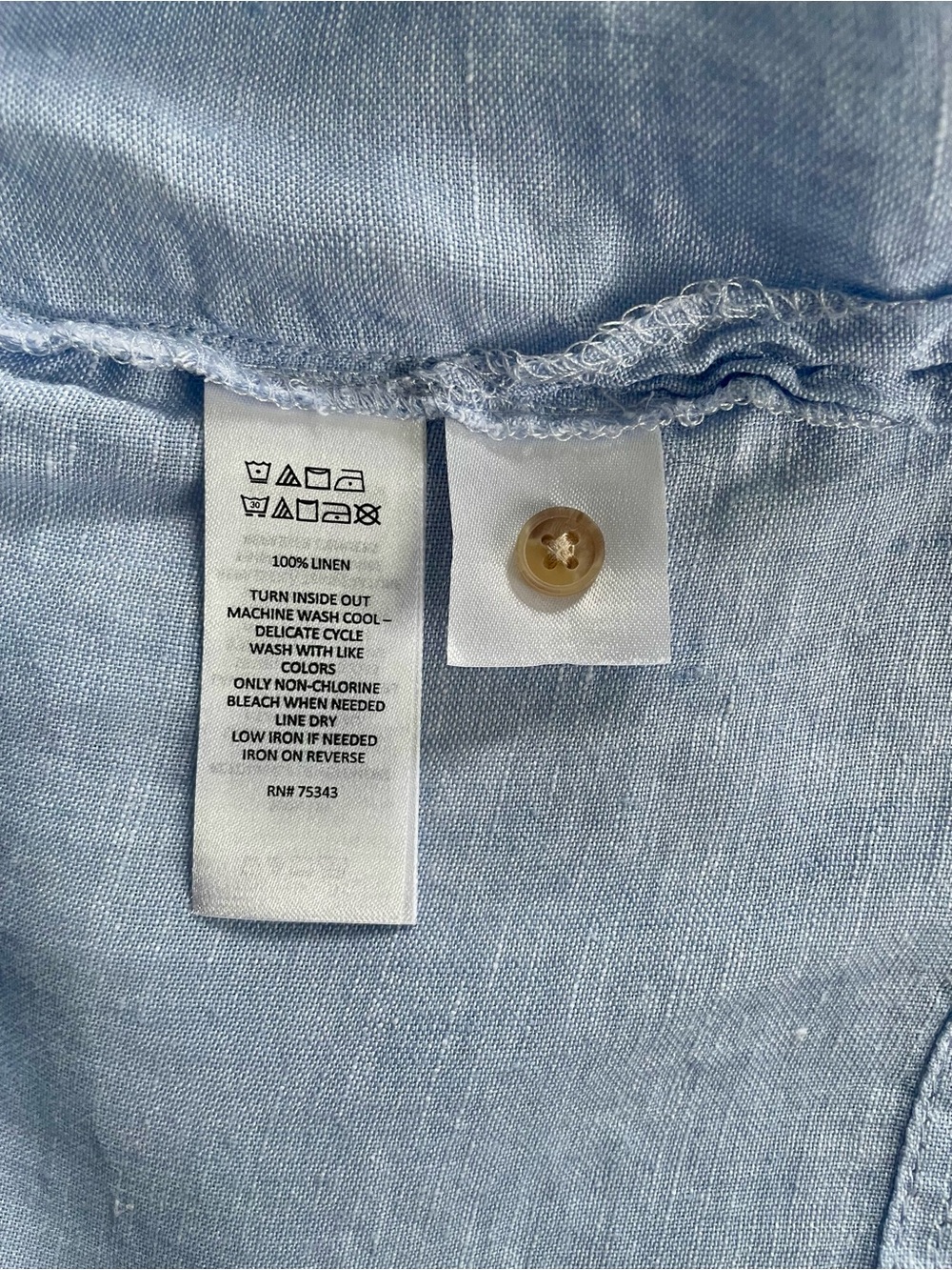 Rachel Zoe French Blue Linen Button Down Shirt - Picture 4 of 4